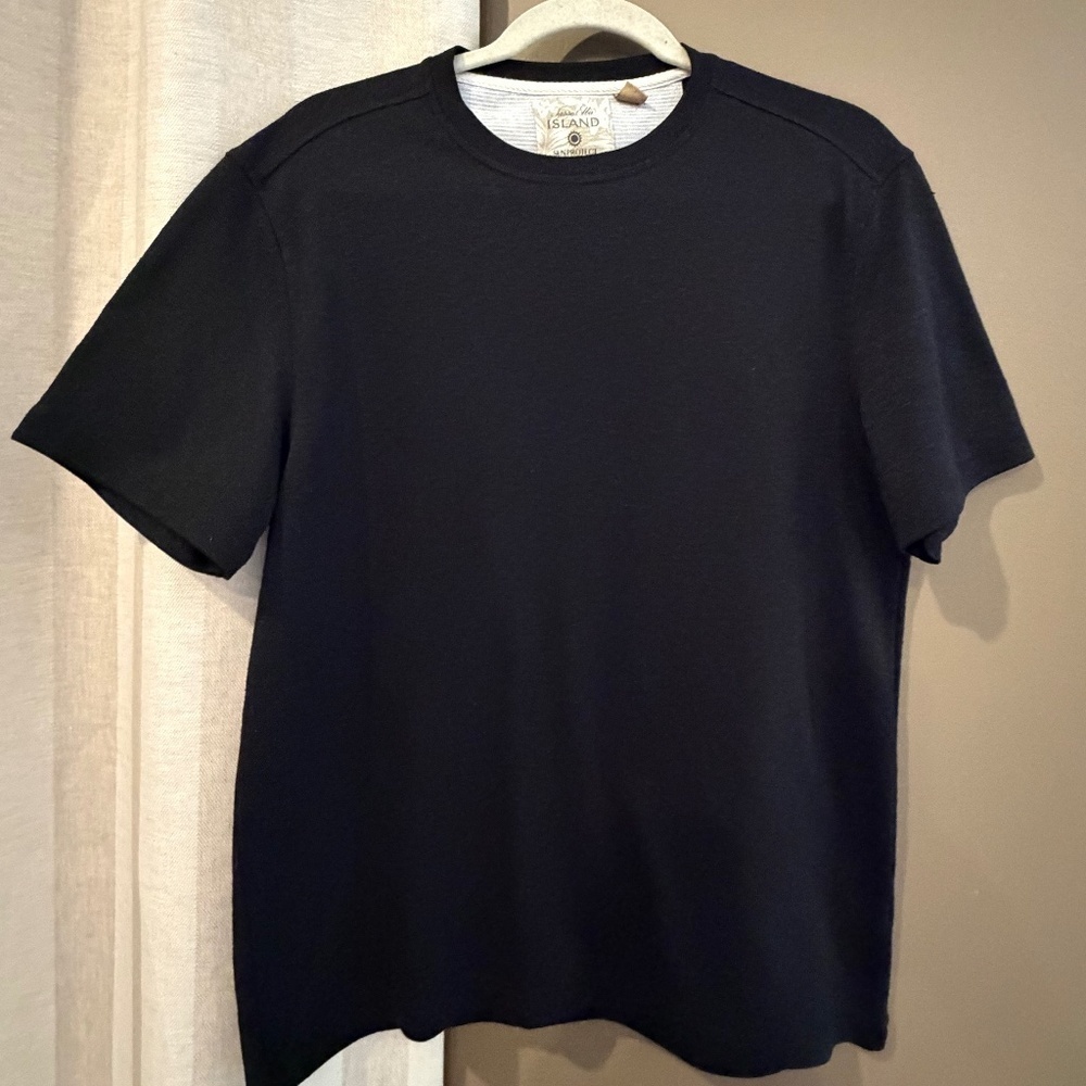 Tasso Elba Island Men's Black Short Sleeve UPF Sun Protection Shirt, Size Medium